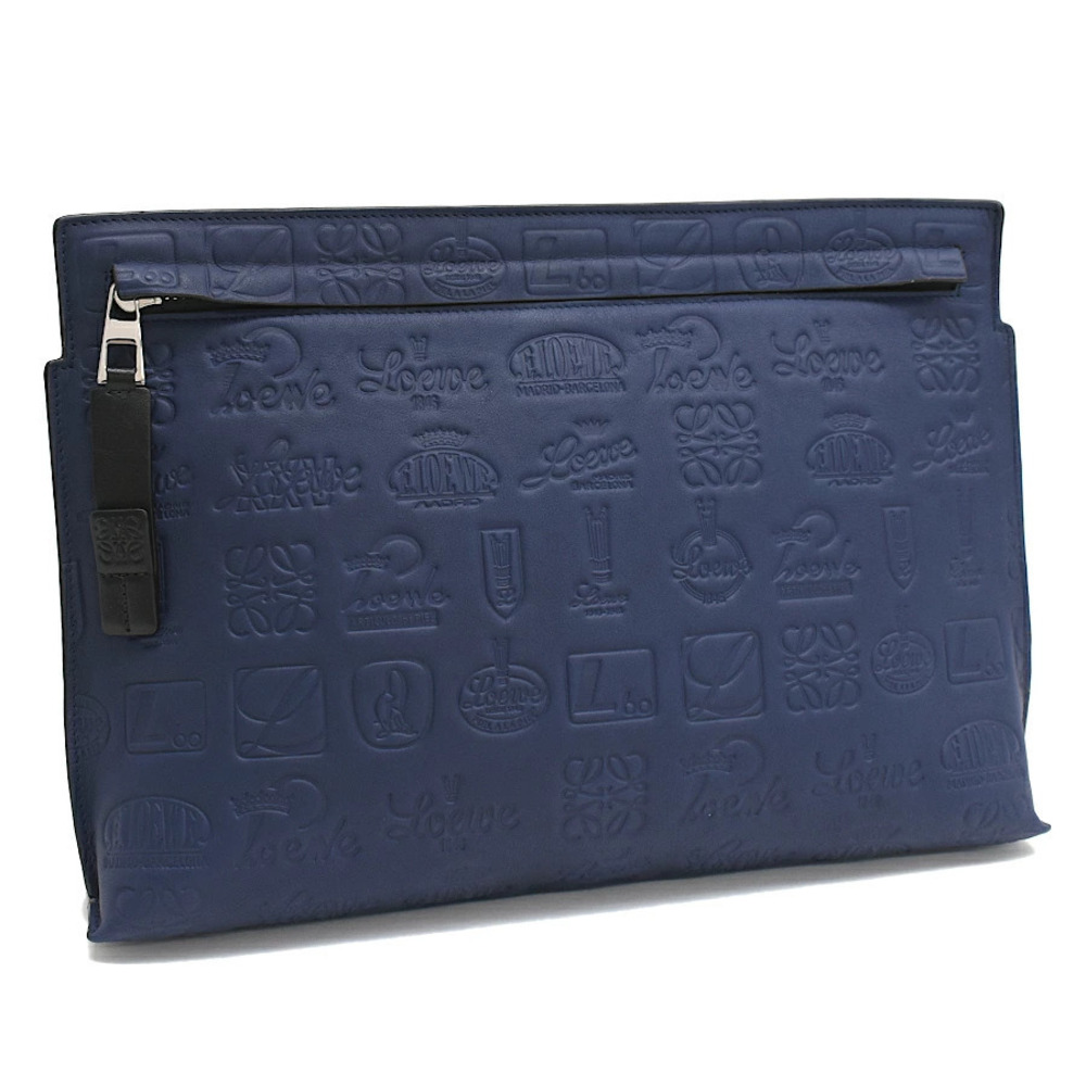 Loewe Anniversary Limited Edition T Pouch Clutch Bag Leather Navy Blue